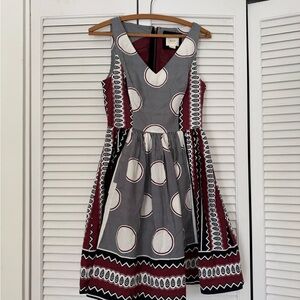 Maeve Black and White Geometric Midi Dress